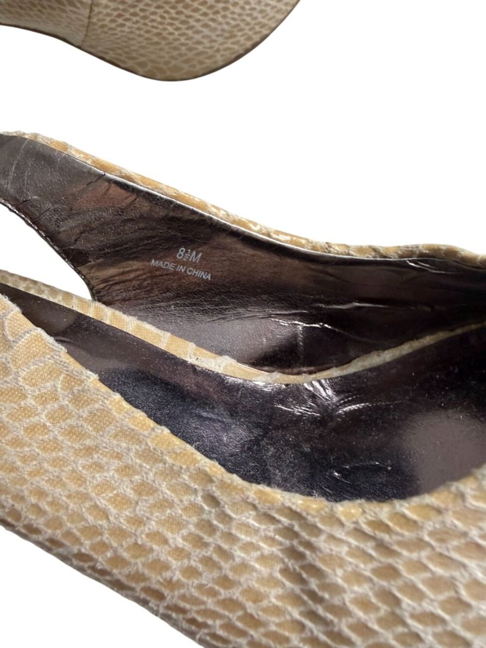 MODA Beige Leather Slingback Heels Size 8.5 - Picture 3 of 9